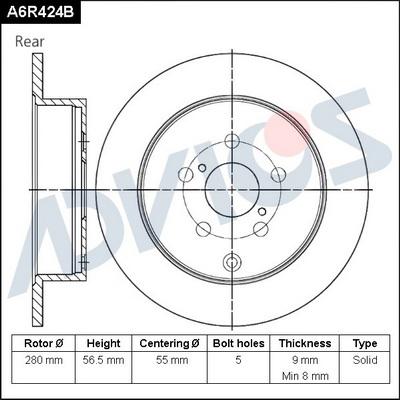 Advics A6R424B - Disque de frein cwaw.fr