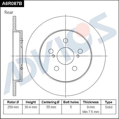 Advics A6R087B - Disque de frein cwaw.fr