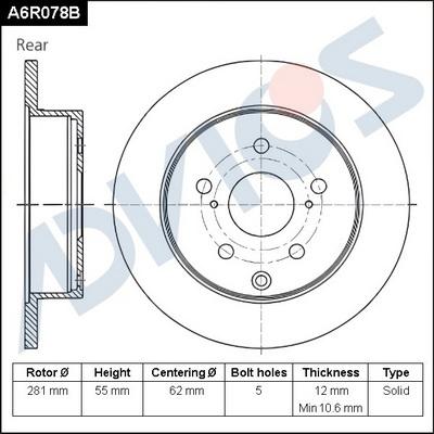 Advics A6R078B - Disque de frein cwaw.fr