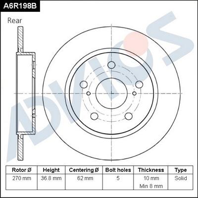 Advics A6R198B - Disque de frein cwaw.fr