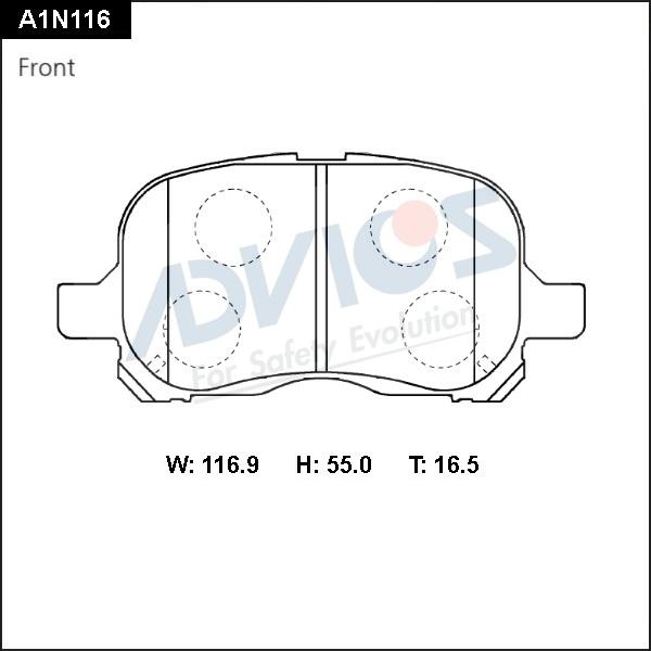 Advics A1N116 - Kit de plaquettes de frein, frein à disque cwaw.fr