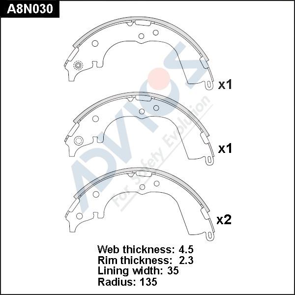 Advics A8N030 - Jeu de mâchoires de frein cwaw.fr