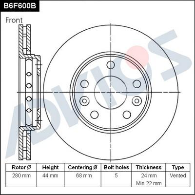 Advics B6F600B - Disque de frein cwaw.fr