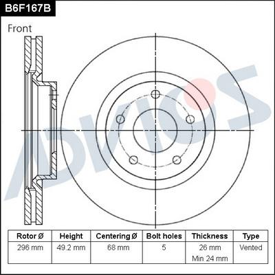 Advics B6F167B - Disque de frein cwaw.fr