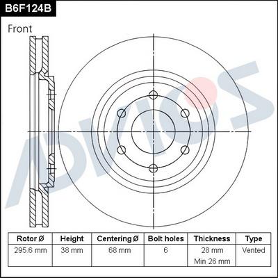 Advics B6F124B - Disque de frein cwaw.fr