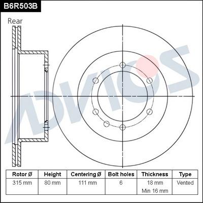 Advics B6R503B - Disque de frein cwaw.fr