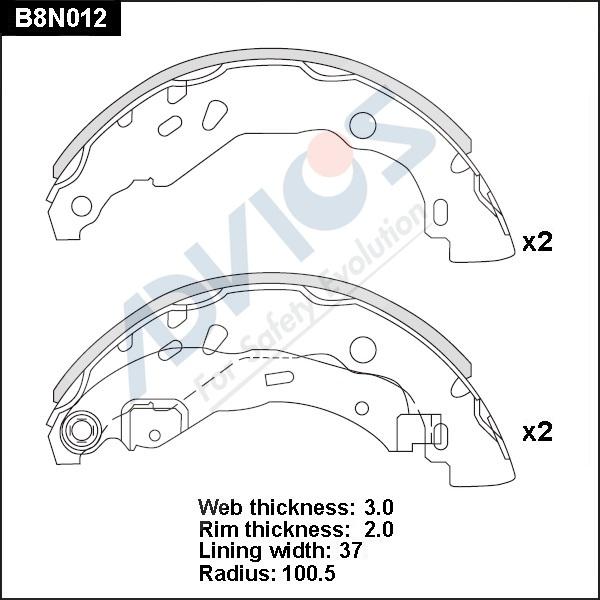 Advics B8N012 - Jeu de mâchoires de frein cwaw.fr