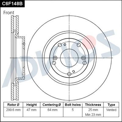 Advics C6F148B - Disque de frein cwaw.fr