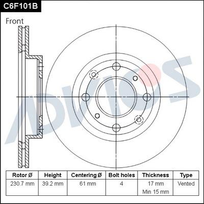 Advics C6F101B - Disque de frein cwaw.fr