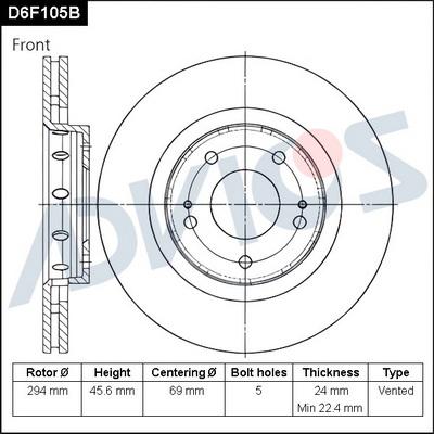 Advics D6F105B - Disque de frein cwaw.fr