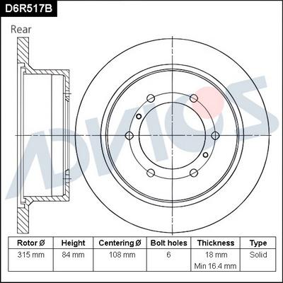 Advics D6R517B - Disque de frein cwaw.fr