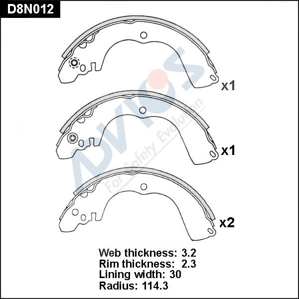 Advics D8N012 - Jeu de mâchoires de frein cwaw.fr