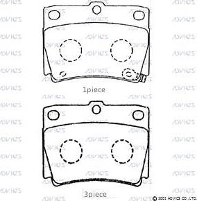 Advics D2N022 - Kit de plaquettes de frein, frein à disque cwaw.fr