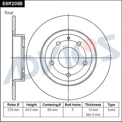 Advics E6R205B - Disque de frein cwaw.fr