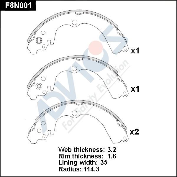 Advics F8N001 - Jeu de mâchoires de frein cwaw.fr