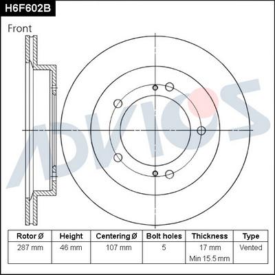 Advics H6F602B - Disque de frein cwaw.fr