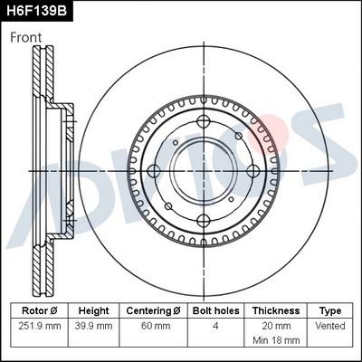 Advics H6F139B - Disque de frein cwaw.fr