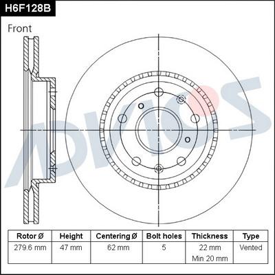 Advics H6F128B - Disque de frein cwaw.fr