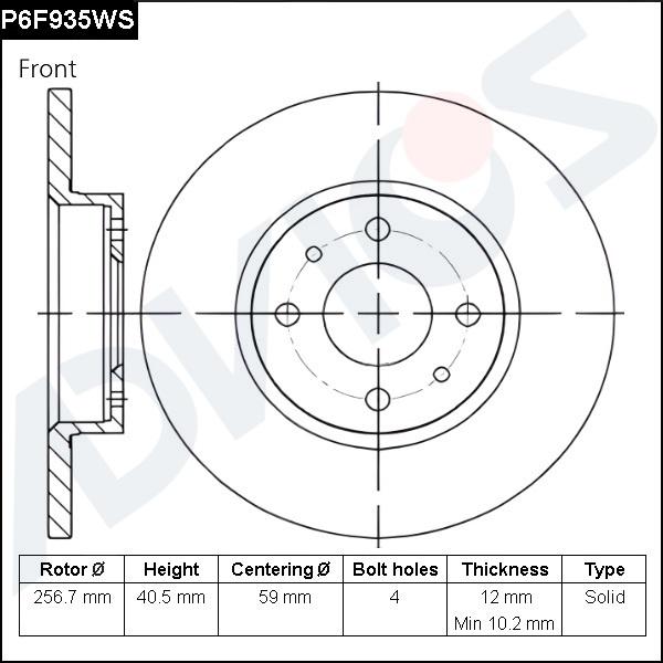 Advics P6F935WS - Disque de frein cwaw.fr