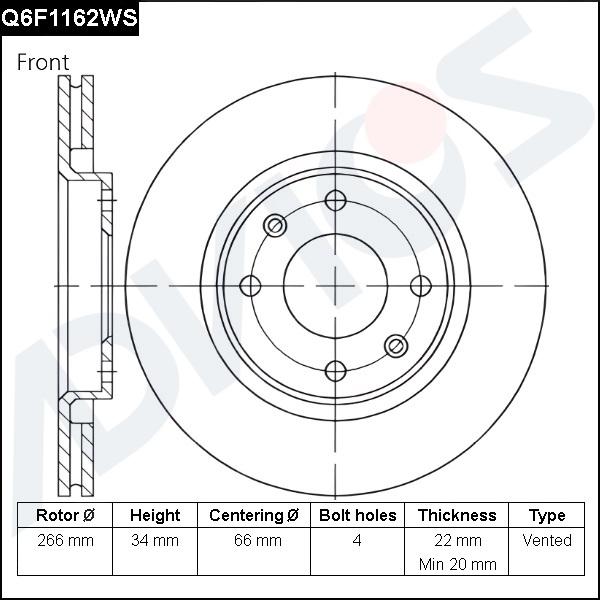 Advics Q6F1162WS - Disque de frein cwaw.fr