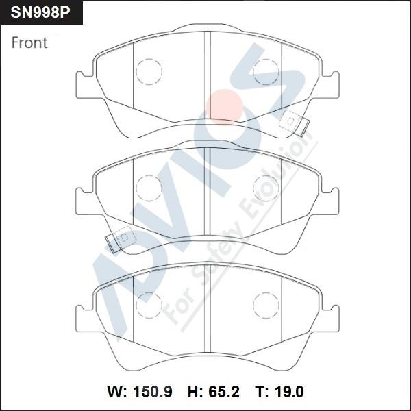 Advics SN998P - Kit de plaquettes de frein, frein à disque cwaw.fr