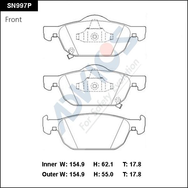 Advics SN997P - Kit de plaquettes de frein, frein à disque cwaw.fr