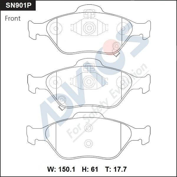 Advics SN901P - Kit de plaquettes de frein, frein à disque cwaw.fr