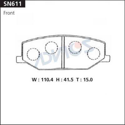 Advics SN611 - Kit de plaquettes de frein, frein à disque cwaw.fr