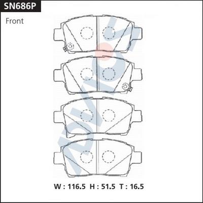 Advics SN686P - Kit de plaquettes de frein, frein à disque cwaw.fr