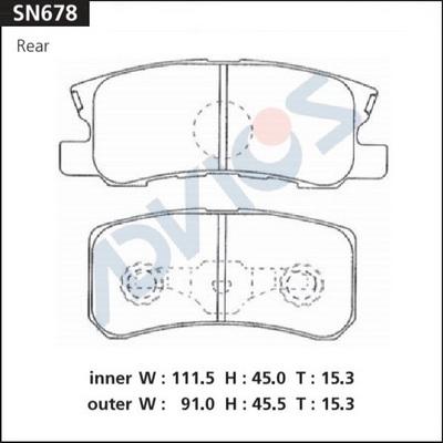 Advics SN678 - Kit de plaquettes de frein, frein à disque cwaw.fr