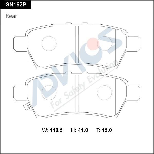 Advics SN162P - Kit de plaquettes de frein, frein à disque cwaw.fr