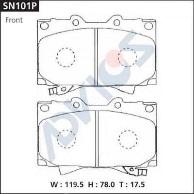 Advics SN101P - Kit de plaquettes de frein, frein à disque cwaw.fr