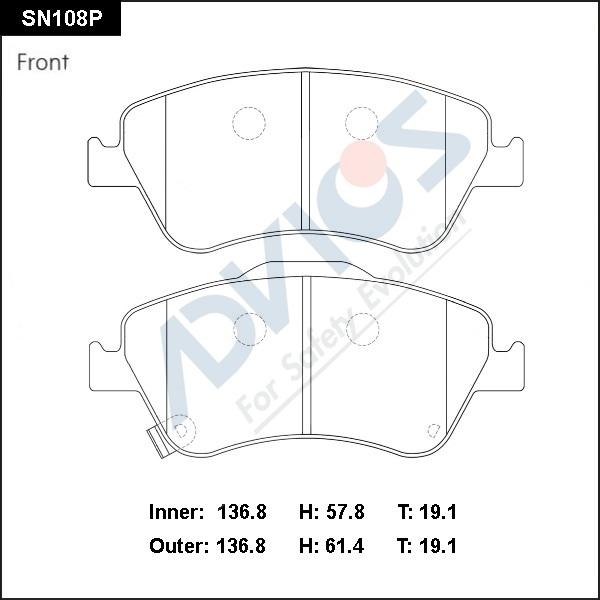 Advics SN108P - Kit de plaquettes de frein, frein à disque cwaw.fr