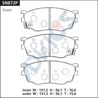 Advics SN872P - Kit de plaquettes de frein, frein à disque cwaw.fr