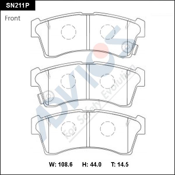 Advics SN211P - Kit de plaquettes de frein, frein à disque cwaw.fr