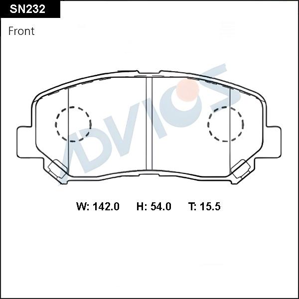 Advics SN232 - Kit de plaquettes de frein, frein à disque cwaw.fr