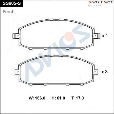 Advics SS905-S - Kit de plaquettes de frein, frein à disque cwaw.fr