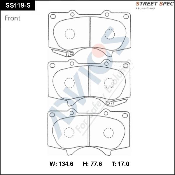 Advics SS119-S - Kit de plaquettes de frein, frein à disque cwaw.fr