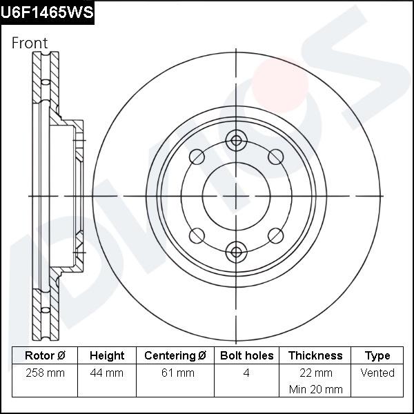 Advics U6F1465WS - Disque de frein cwaw.fr