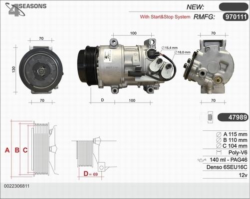 AHE 970111 - Compresseur, climatisation cwaw.fr