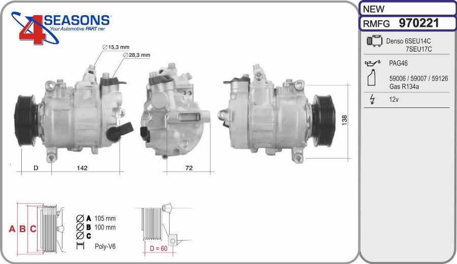 AHE 970221 - Compresseur, climatisation cwaw.fr