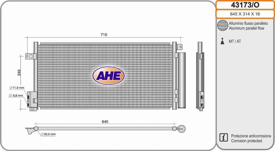 AHE 43173/O - Condensateur, climatisation cwaw.fr