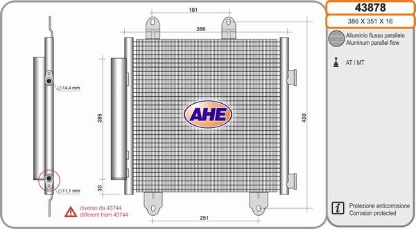 AHE 43878 - Condensateur, climatisation cwaw.fr