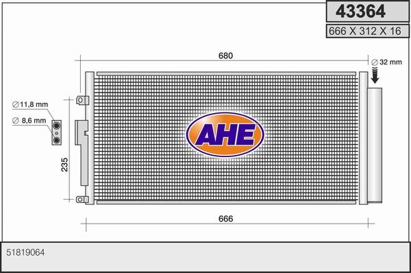 AHE 43364 - Condensateur, climatisation cwaw.fr