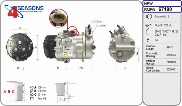 AHE 67190 - Compresseur, climatisation cwaw.fr