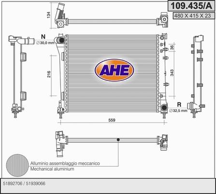 AHE 109.435/A - Radiateur, refroidissement du moteur cwaw.fr