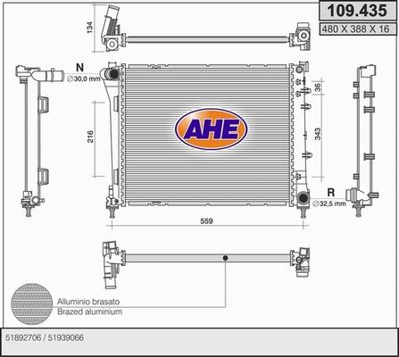 AHE 109.435 - Radiateur, refroidissement du moteur cwaw.fr