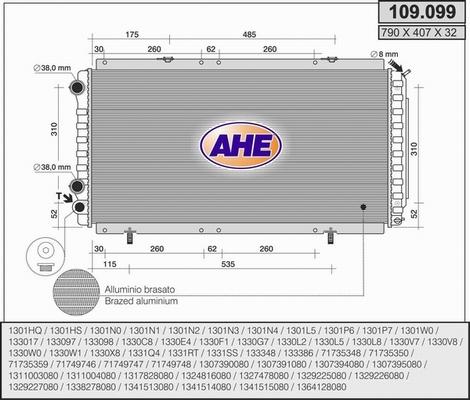 AHE 109.099 - Radiateur, refroidissement du moteur cwaw.fr