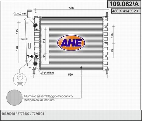 AHE 109.062/A - Radiateur, refroidissement du moteur cwaw.fr