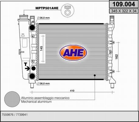 AHE 109.004 - Radiateur, refroidissement du moteur cwaw.fr